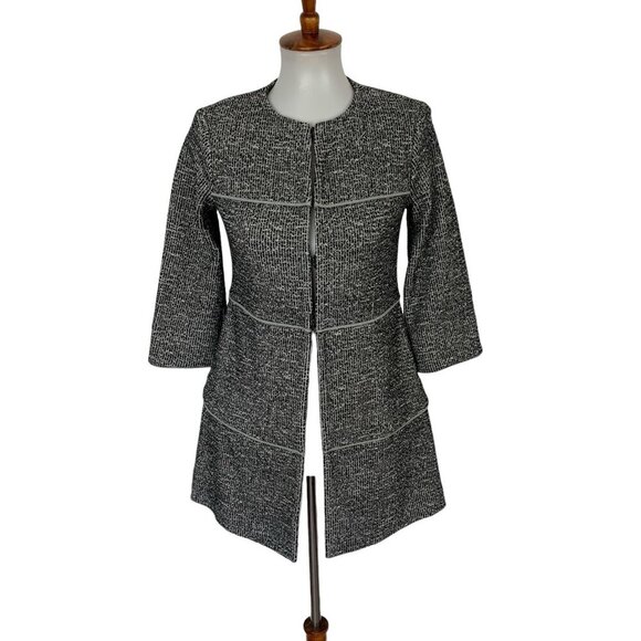 Cabi The Times Jacket XXS Tweed Hook Eye Closure Black White Career Classic - Picture 1 of 6